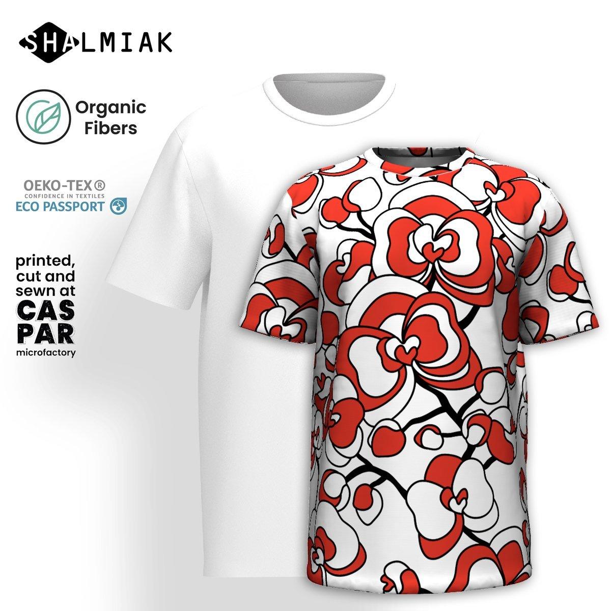 Organic cotton t-shirt - JUBILEE simply red - Groovy bloom print