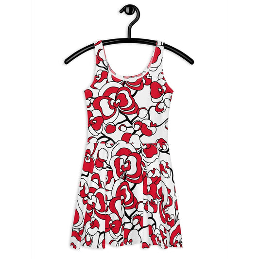 Skater dress - JUBILEE simply red - Groovy bloom print 3XL