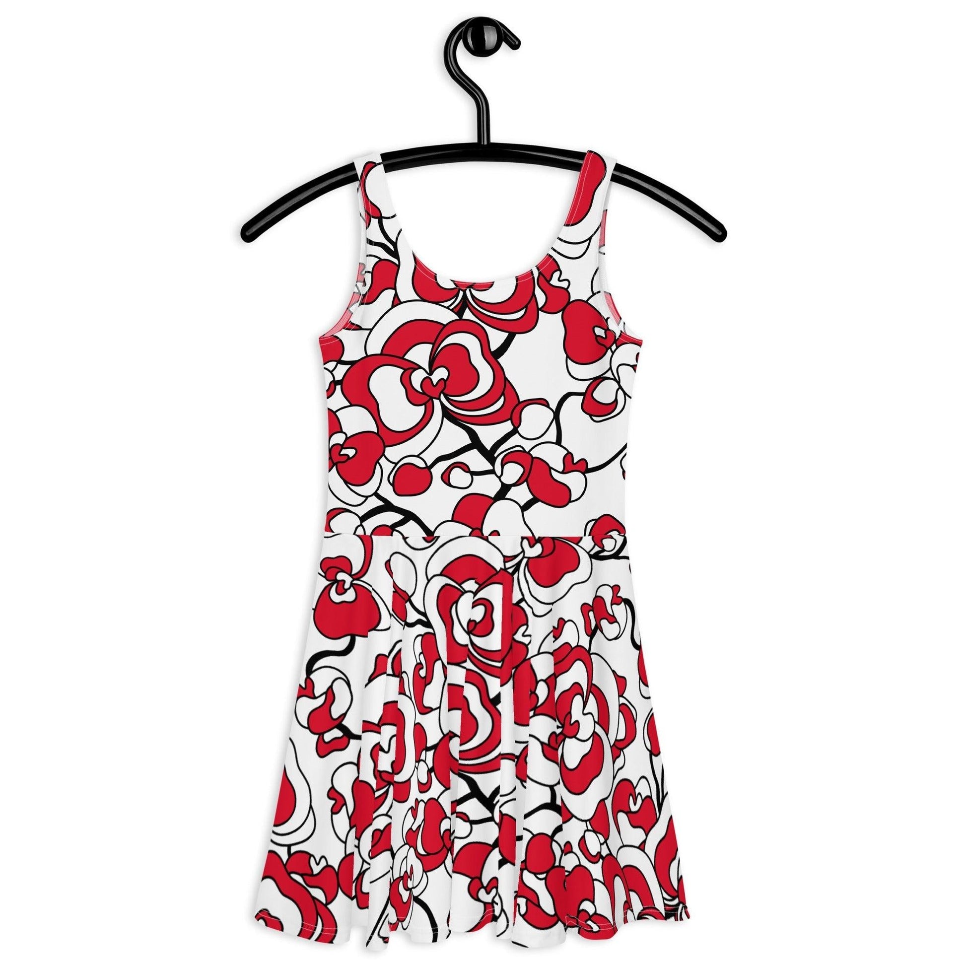 Skater dress - JUBILEE simply red - Groovy bloom print