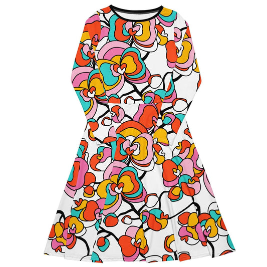 Midi dress - JUBILEE white - Groovy bloom print 6XL