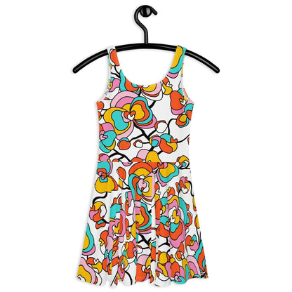 Skater dress - JUBILEE white - Groovy bloom print