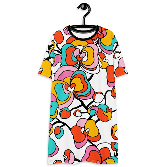 T-shirt dress - JUBILEE white - Groovy bloom print 6XL