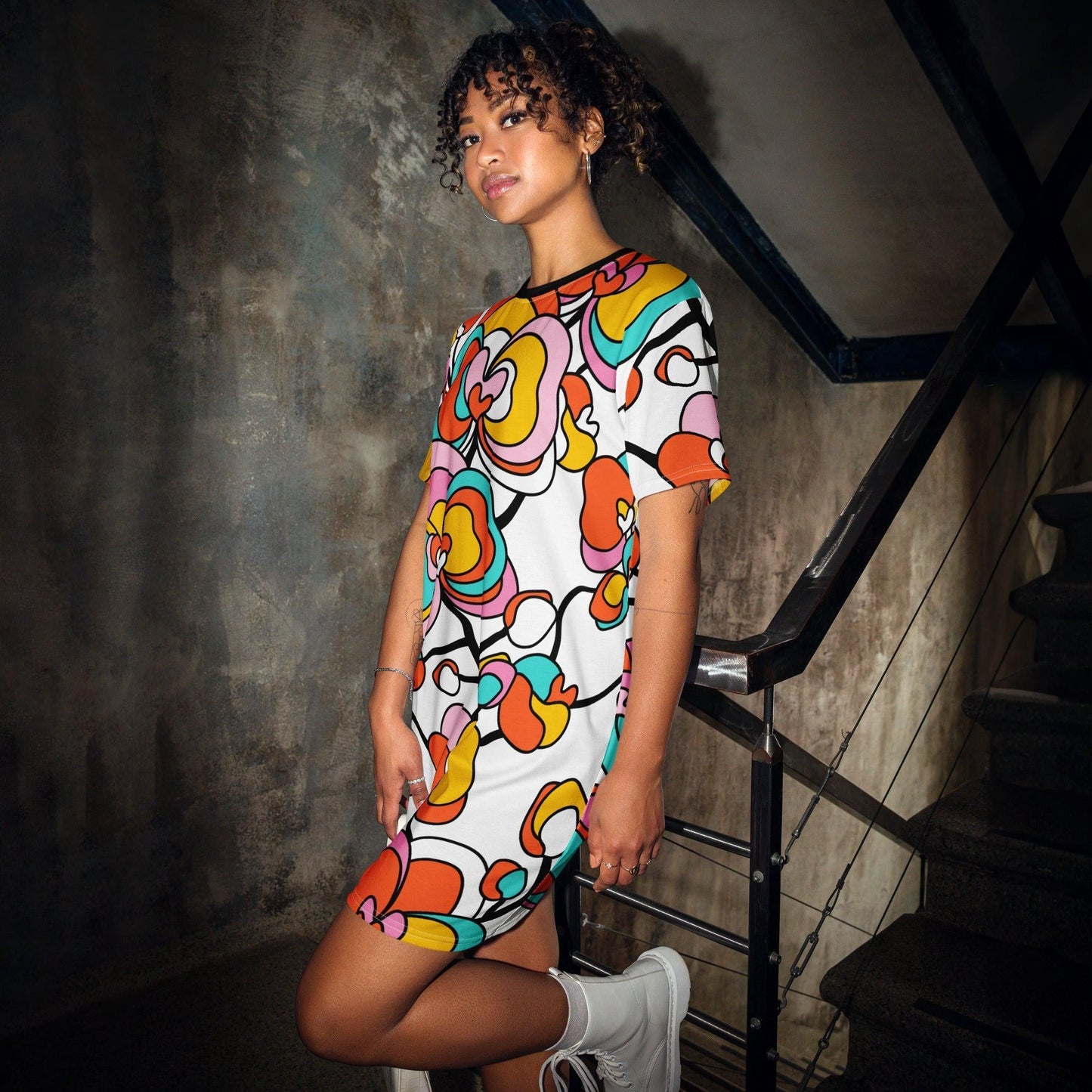 T-shirt dress - JUBILEE white - Groovy bloom print