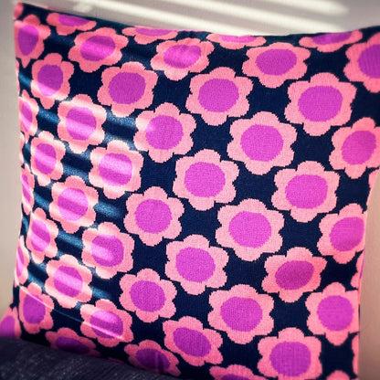 Personalized knitted pillowcase with flowers