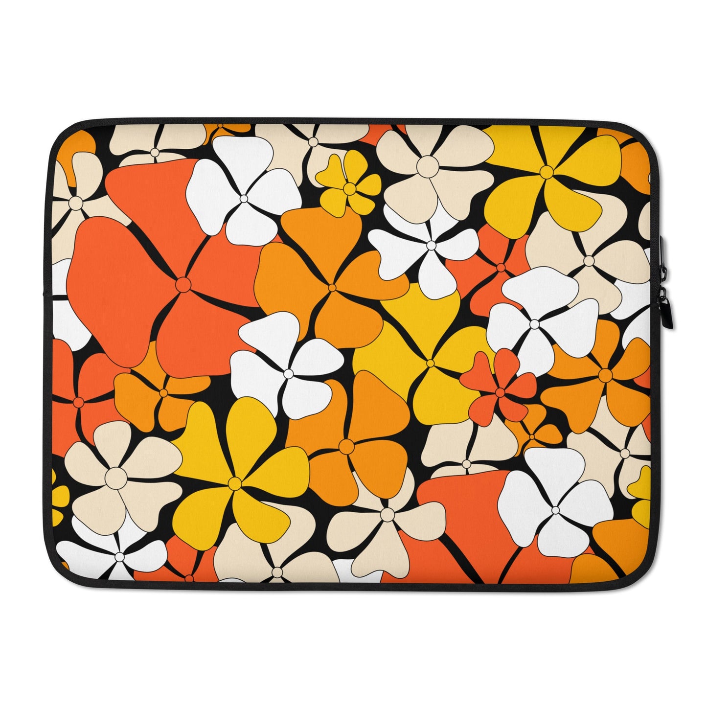 Laptop sleeve - ADELIE orange - Wild floral print 15″