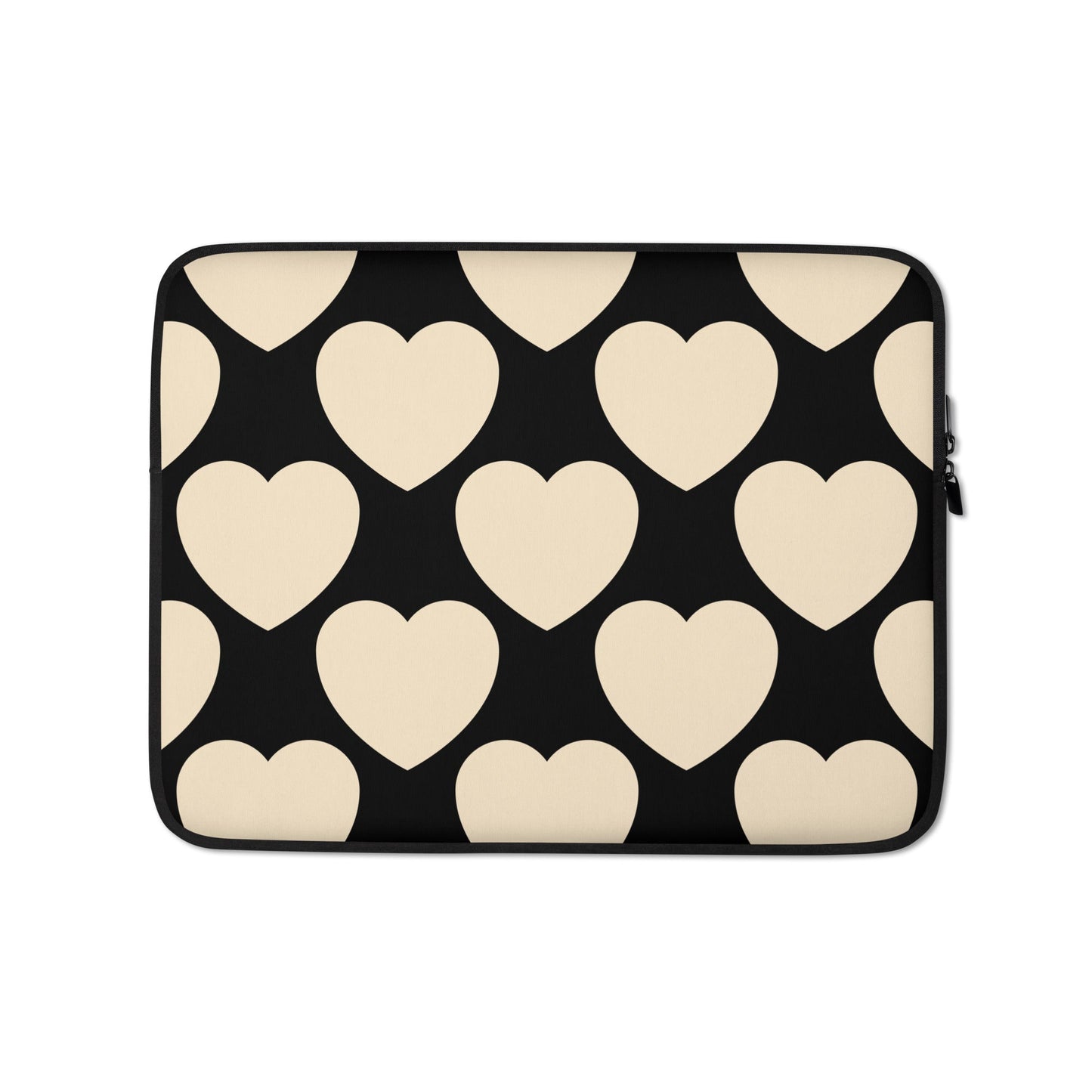 Laptop sleeve - ELLIE LOVE black - Bold heart print 13″