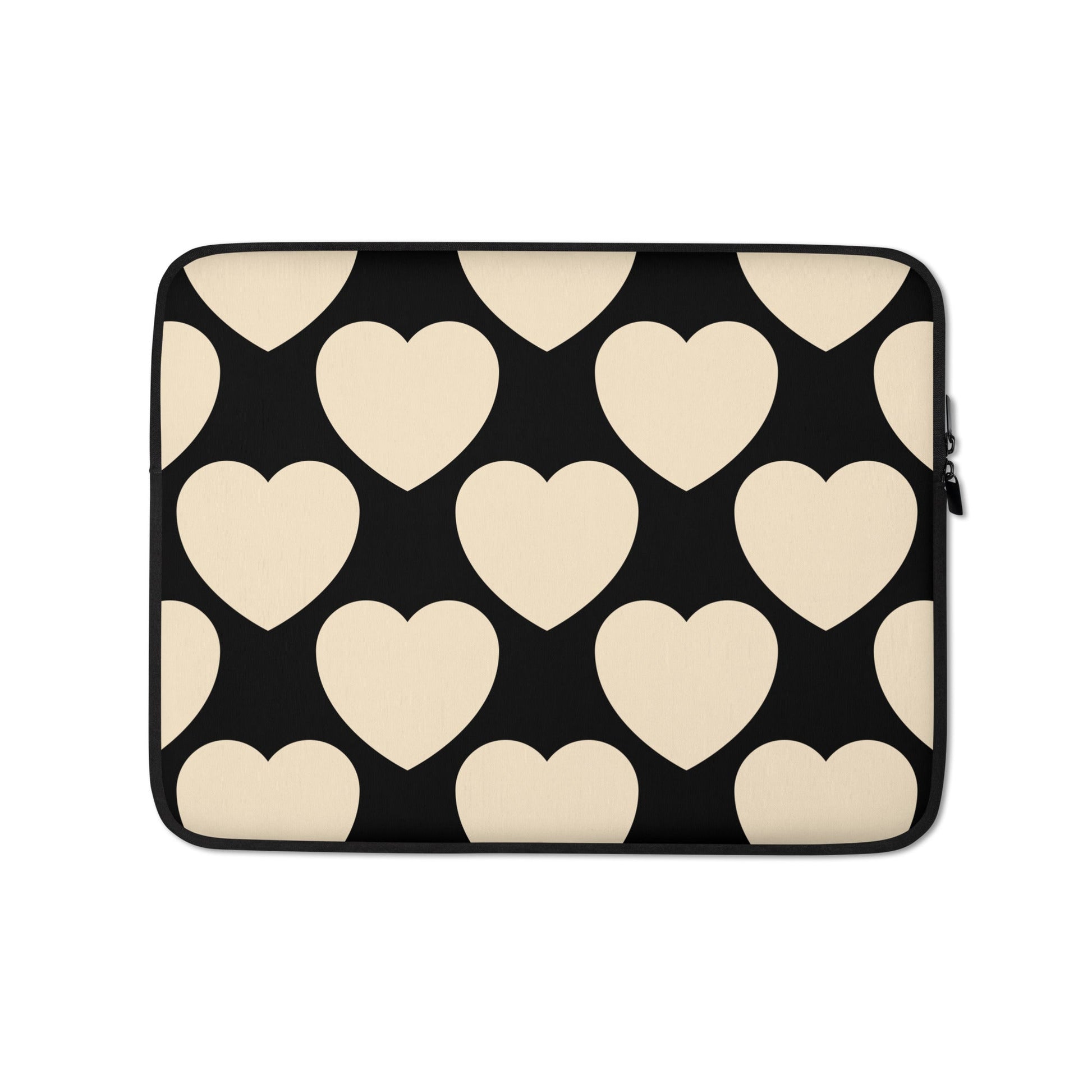 Laptop sleeve - ELLIE LOVE black - Bold heart print 13″