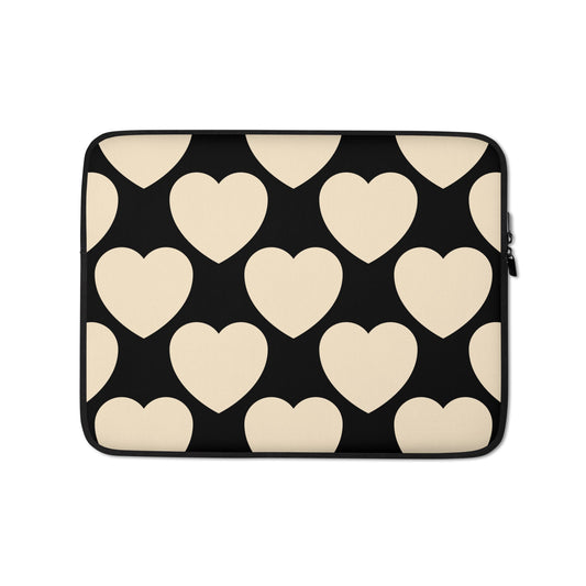 Laptop sleeve - ELLIE LOVE black - Bold heart print 13″