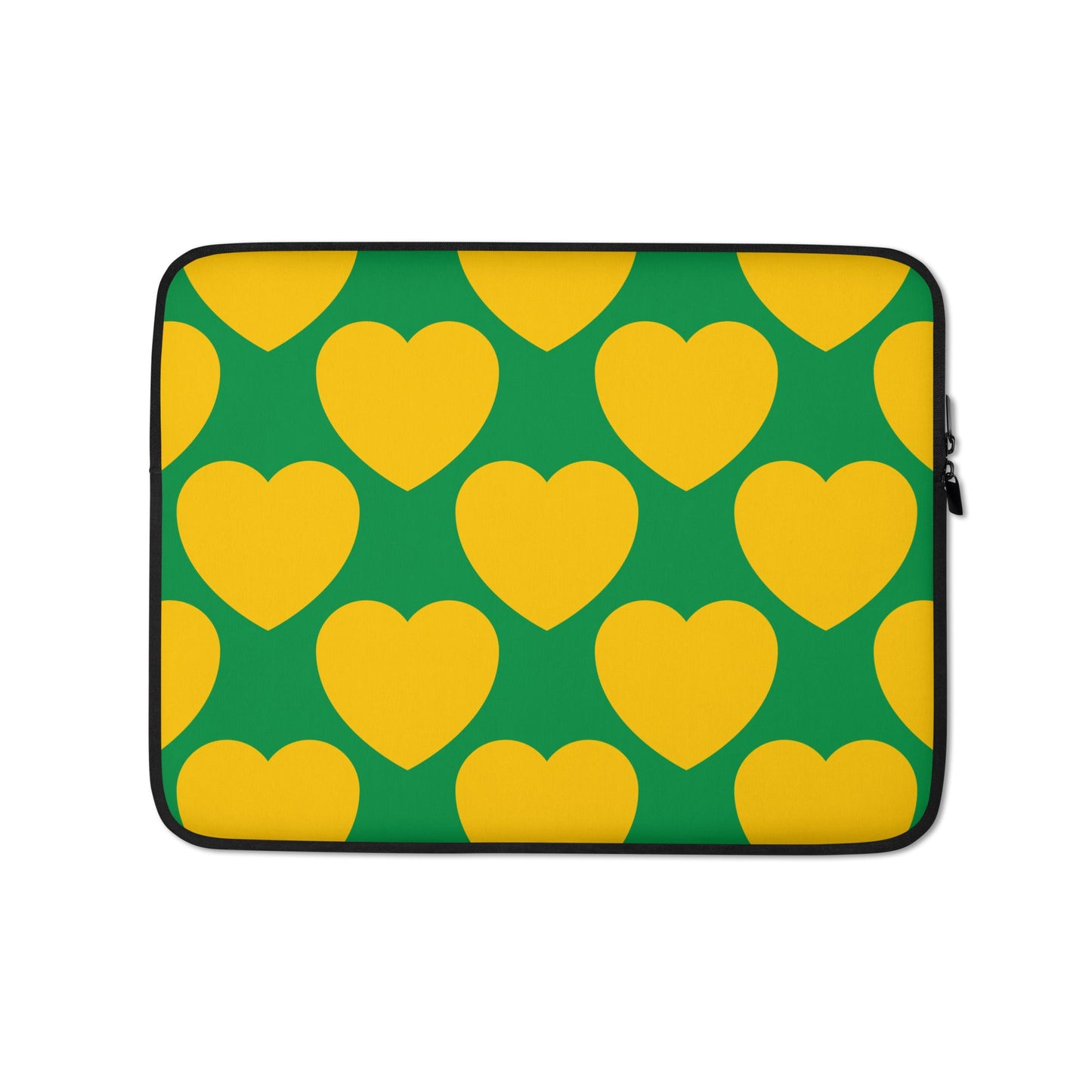 Laptop sleeve - ELLIE LOVE green - Bold heart print 13″