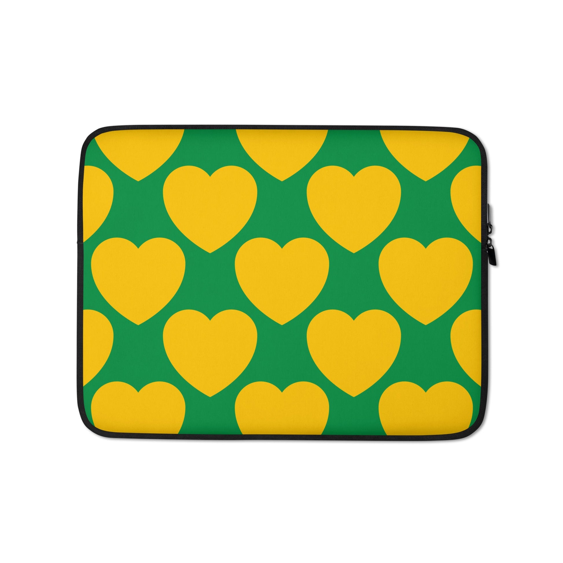 Laptop sleeve - ELLIE LOVE green - Bold heart print 13″