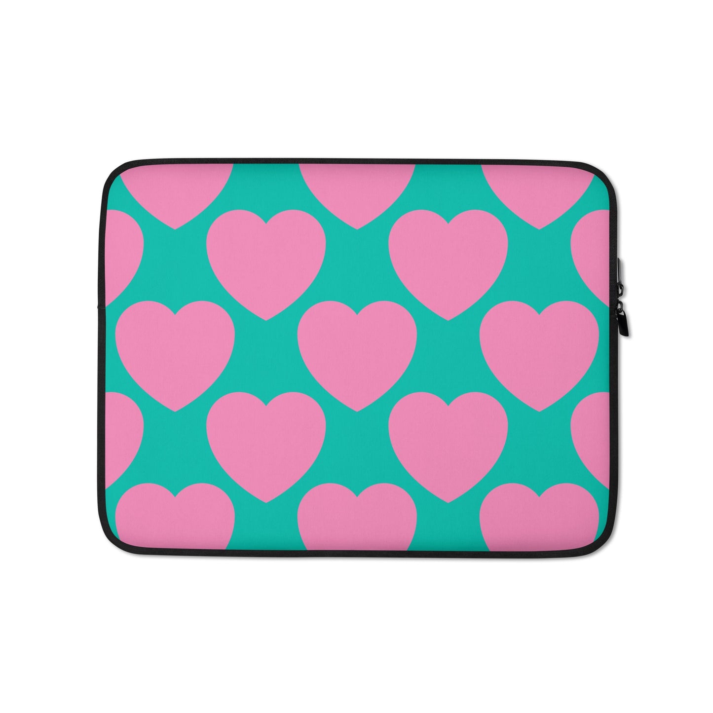 Laptop sleeve - ELLIE LOVE pink mint - Bold heart print 13″