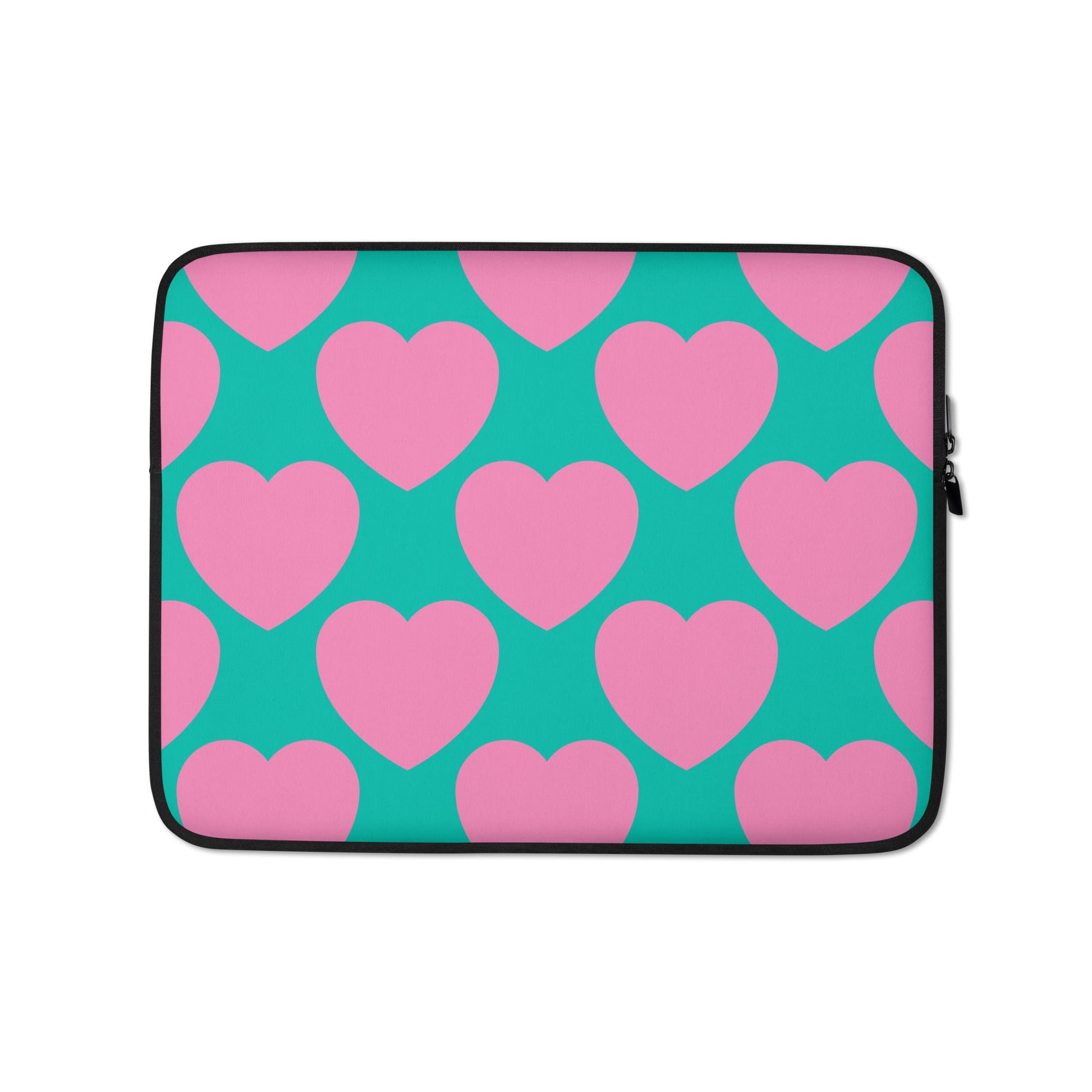 Laptop sleeve - ELLIE LOVE pink mint - Bold heart print 13″