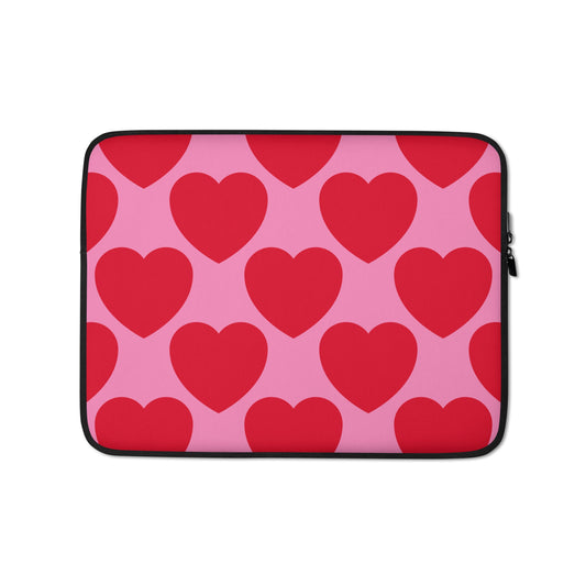 Laptop sleeve - ELLIE LOVE red - Bold heart print 13″