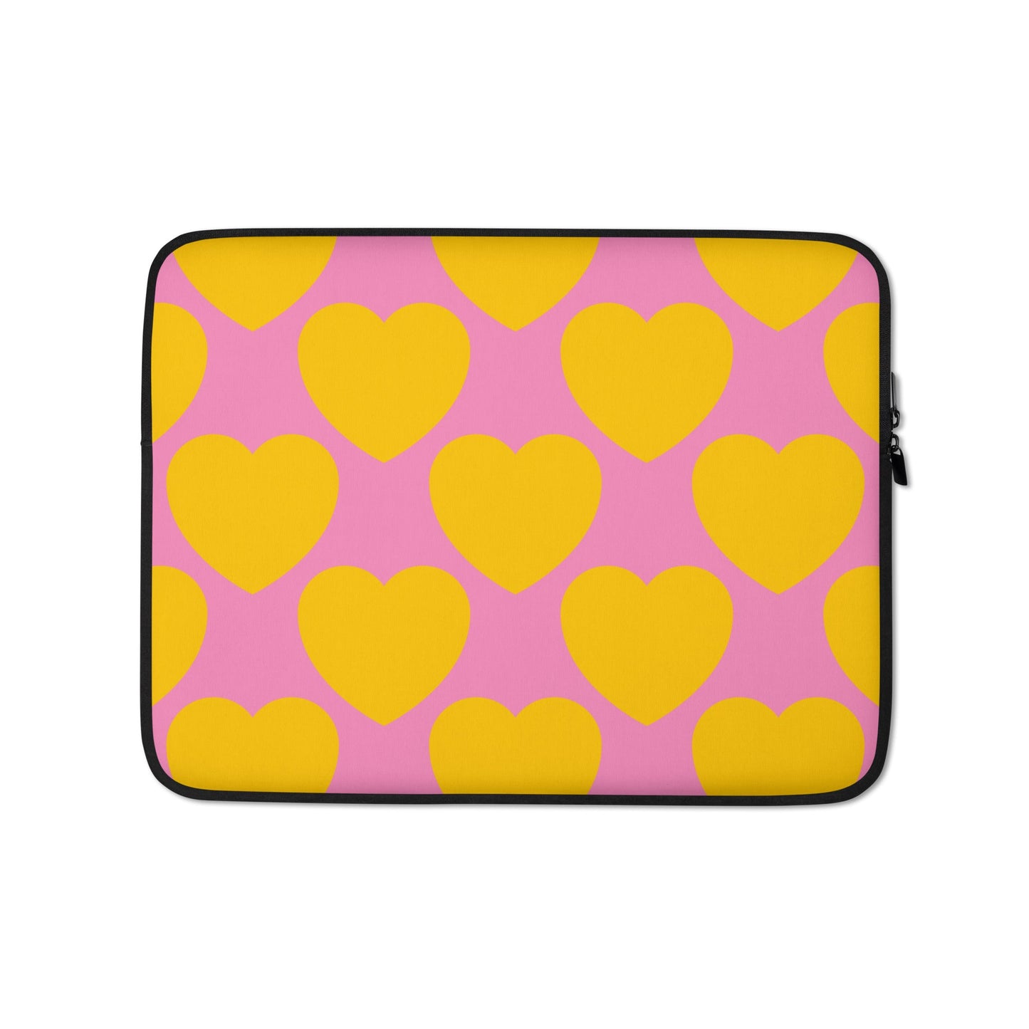 Laptop sleeve - ELLIE LOVE yellow pink - Bold heart print 13″