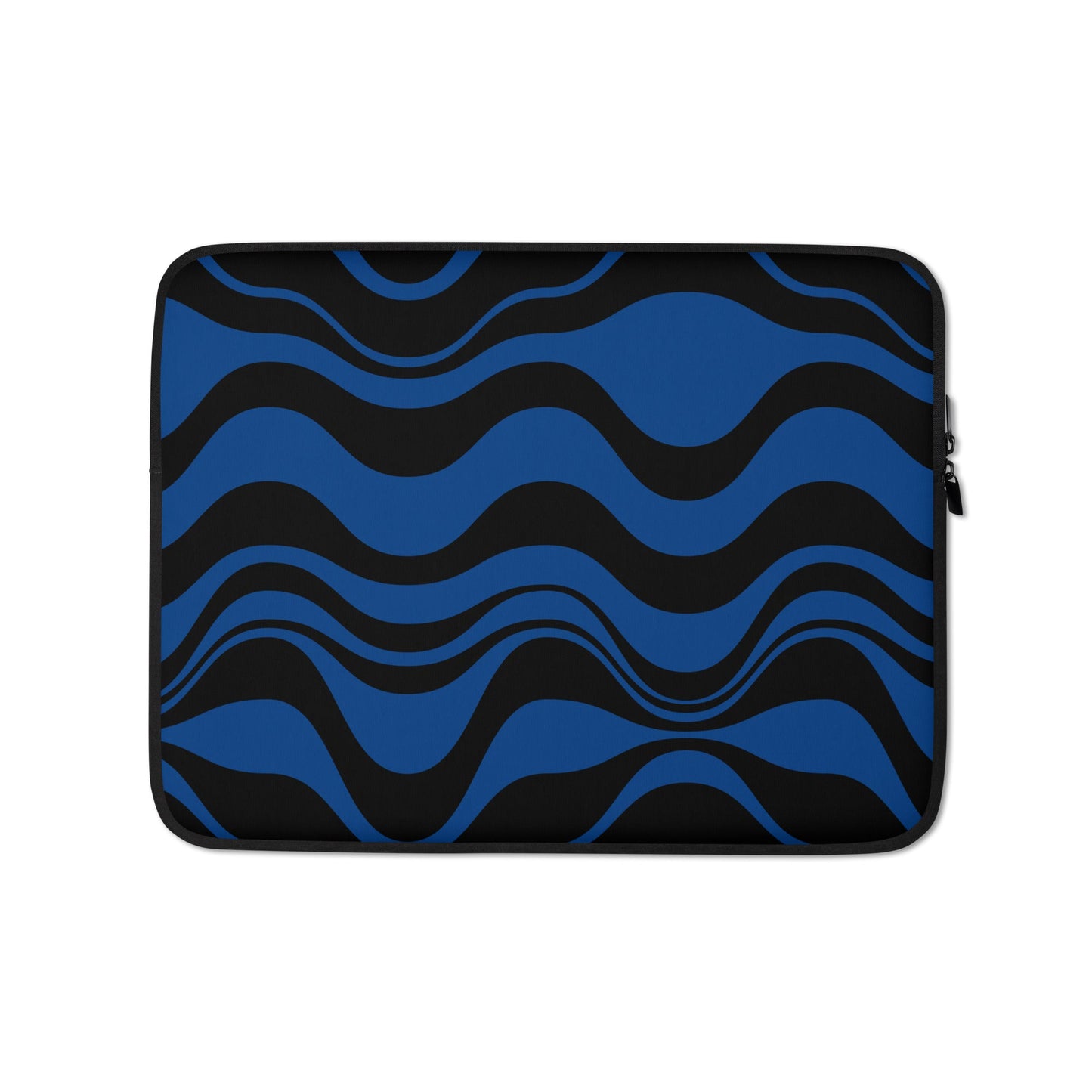 Laptop sleeve - ENERGY WAVES blue black - Wavy stripe print 13″
