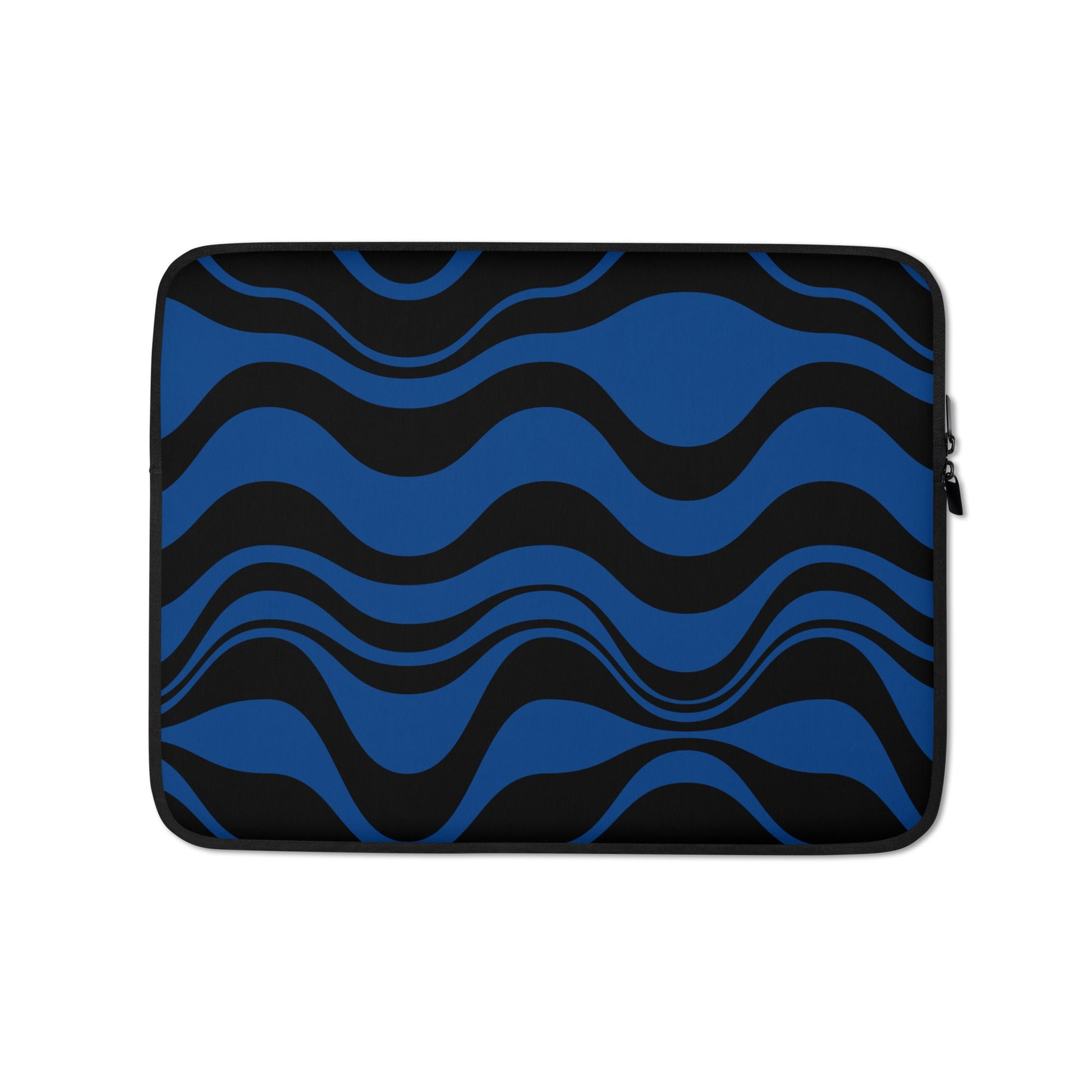 Laptop sleeve - ENERGY WAVES blue black - Wavy stripe print 13″
