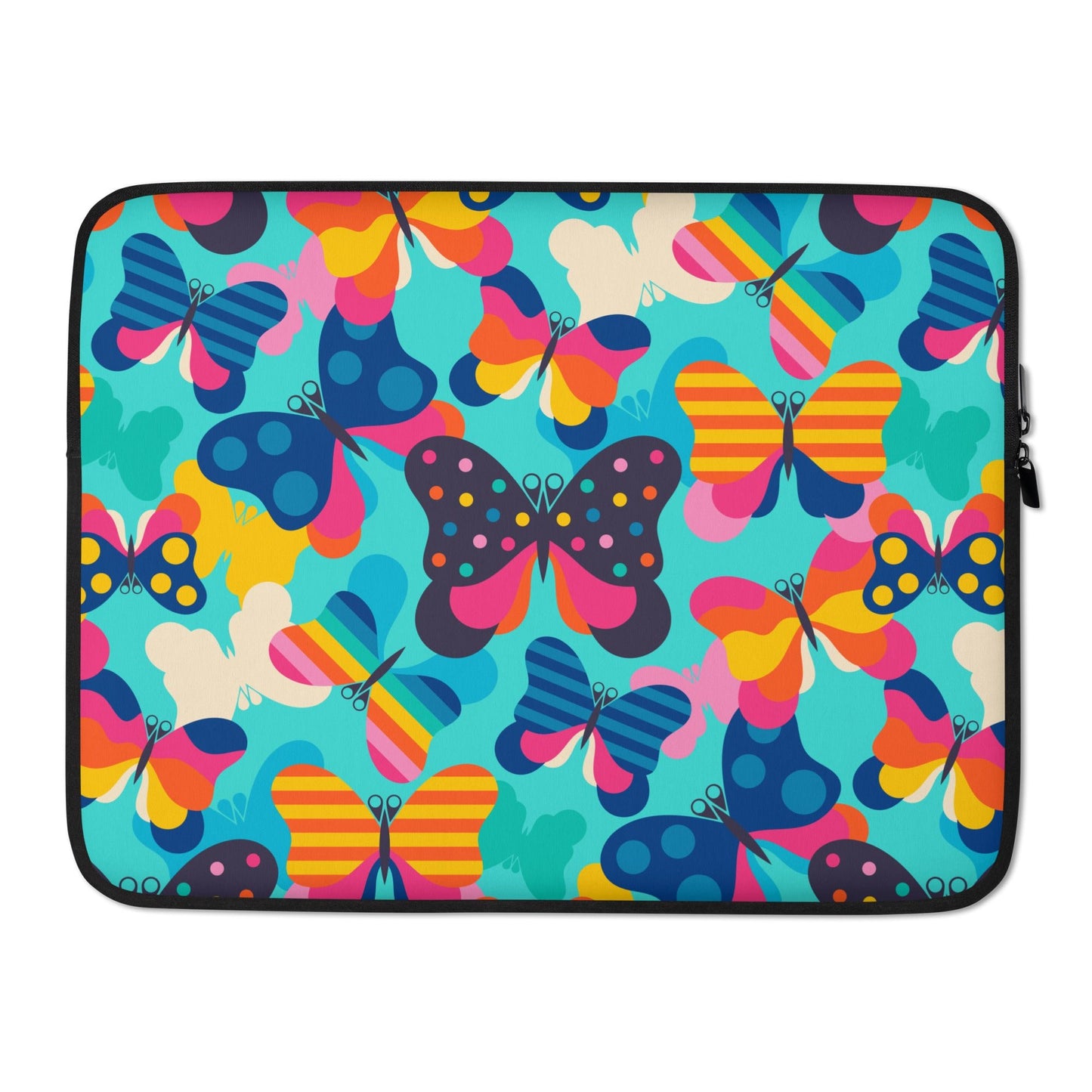 Laptop sleeve - FLYRAVE turquoise - Colorful butterfly print 15″