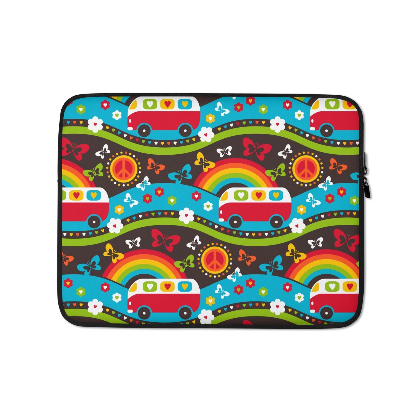 Laptop sleeve - HIPPIE DAY rainbow - Colorful hippie print 13″