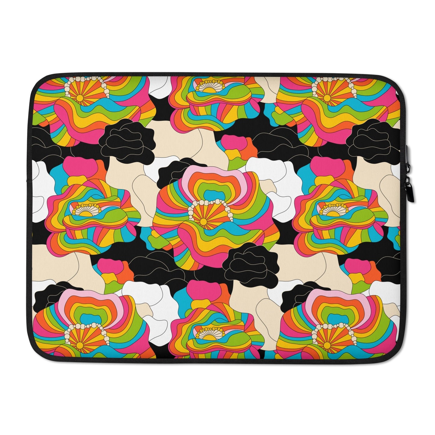 Laptop sleeve - RAINBOW POPPY - Bold rainbow poppies print 15″