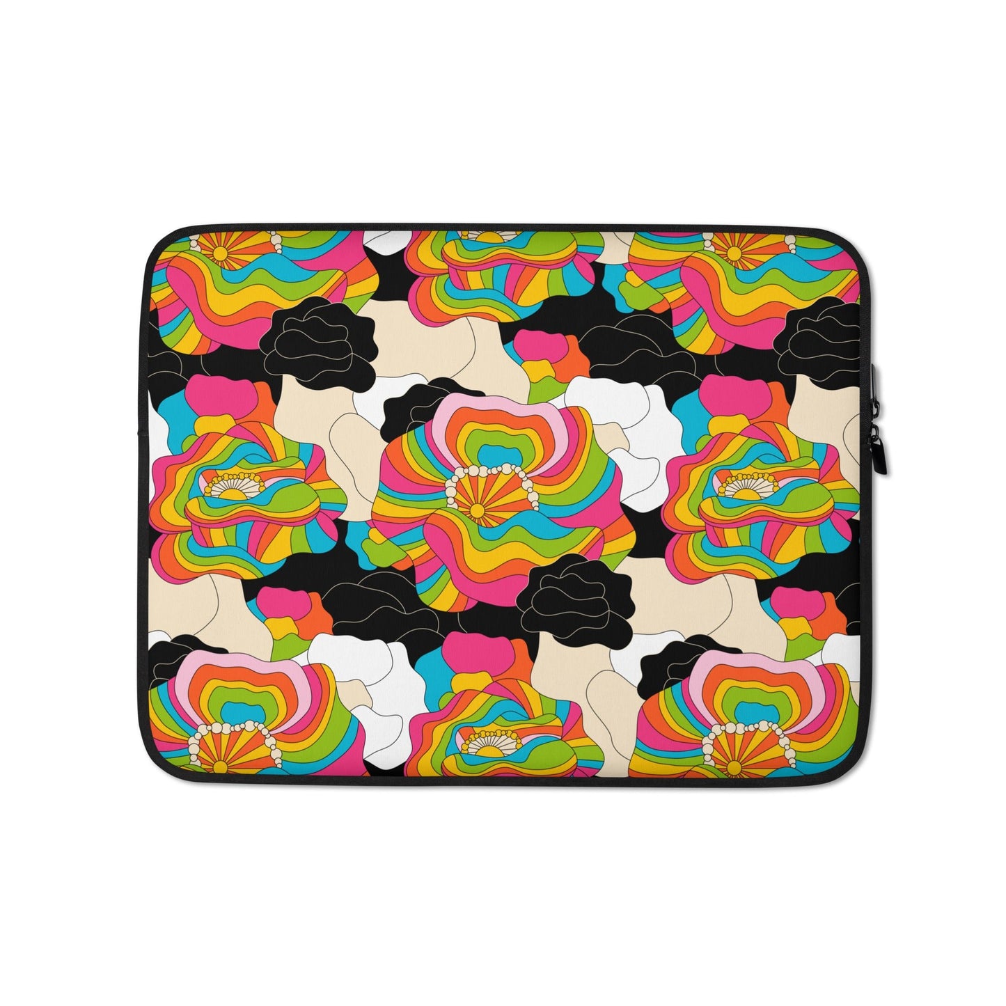 Laptop sleeve - RAINBOW POPPY - Bold rainbow poppies print 13″
