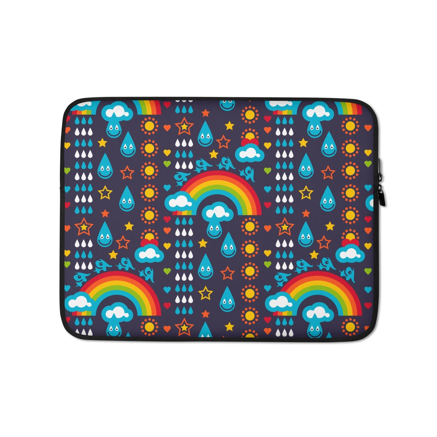 Laptop sleeve - RAINBOWPHANT blue - Rainbows and elephants print 13″
