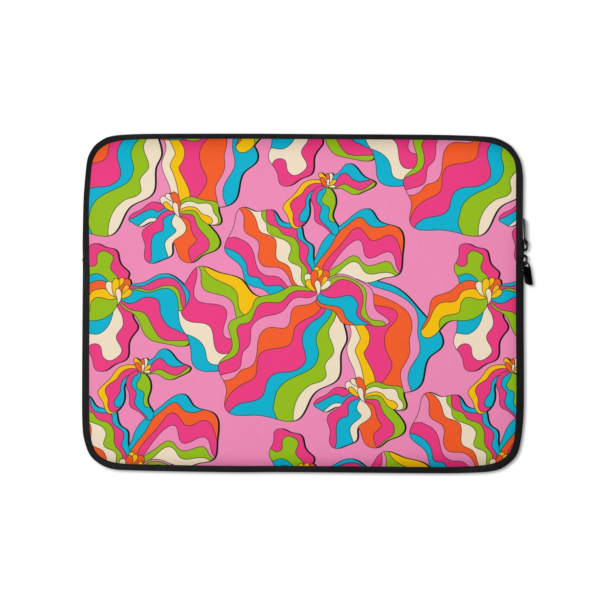 Laptop sleeve - SASSY IRIS pink - Bold iris flower print 13″