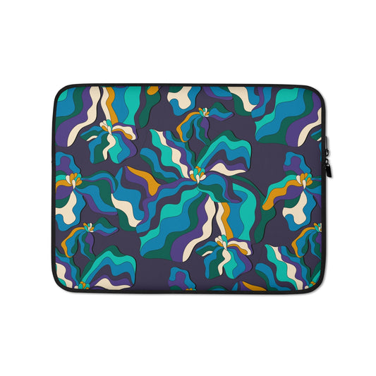 Laptop sleeve - SASSY IRIS purple - Bold iris flower print 13″