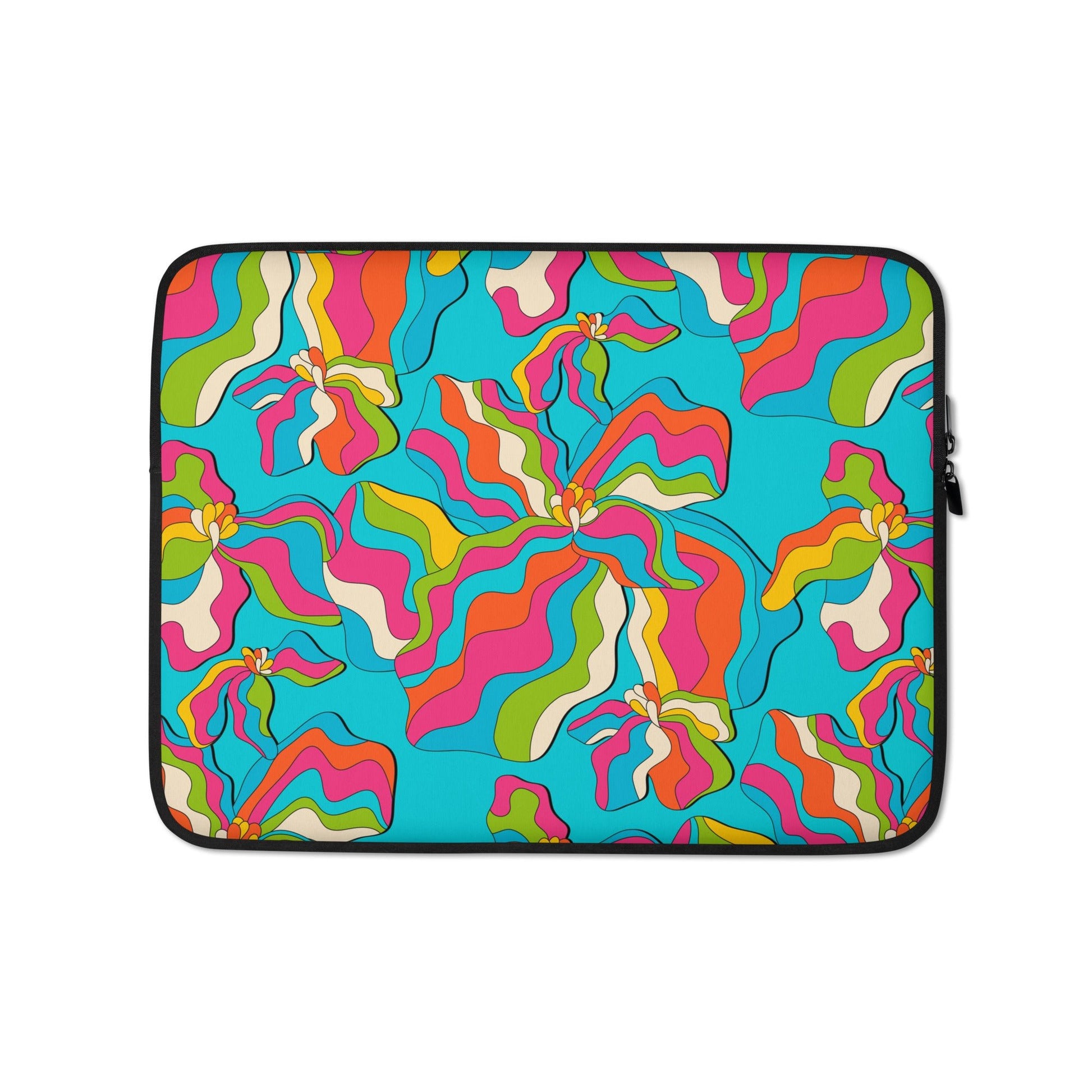 Laptop sleeve - SASSY IRIS turquoise - Bold iris flower print 13″