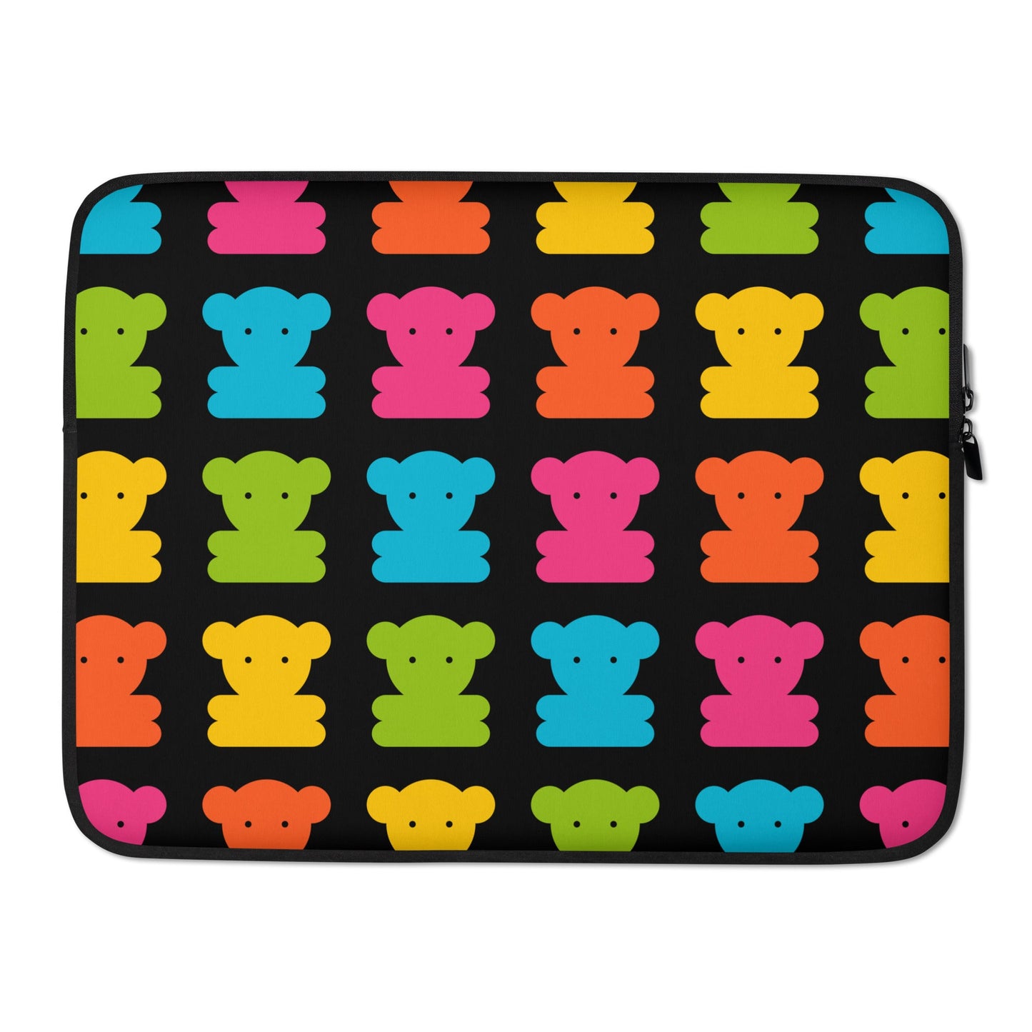 Laptop sleeve - SWEET TEDDY black - Cute teddy bear print 15″