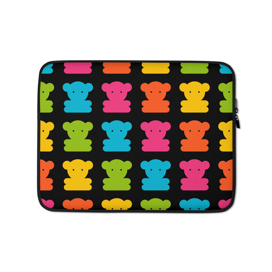 Laptop sleeve - SWEET TEDDY black - Cute teddy bear print 13″