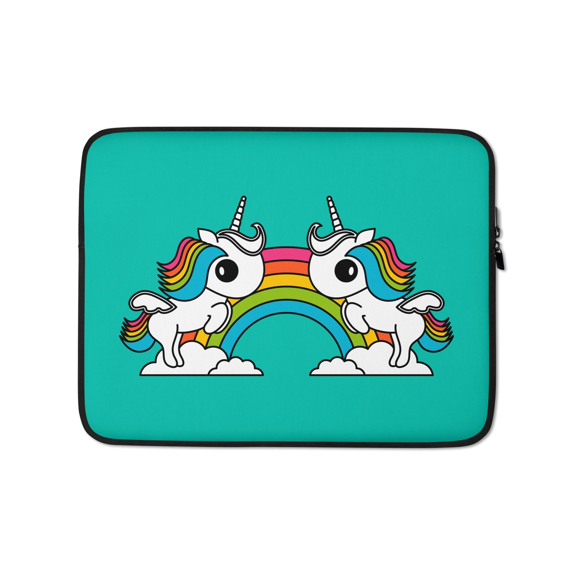 Laptop sleeve - UNIQUE mint - Unicorns and rainbows print 13″