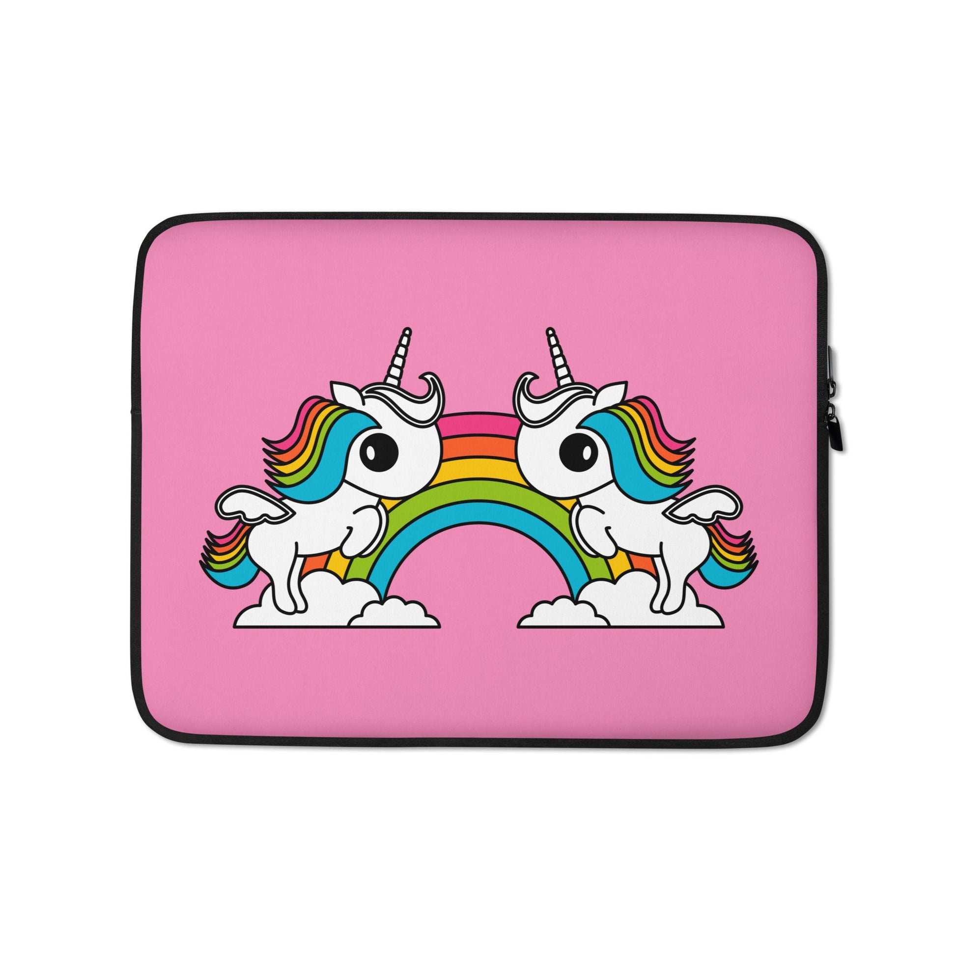 Laptop sleeve - UNIQUE pink - Unicorns and rainbows print 13″