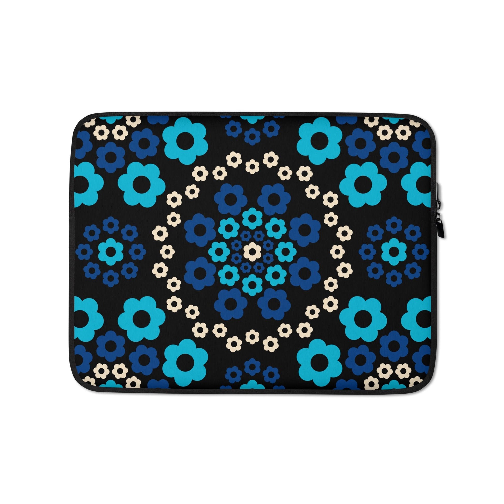 Laptop sleeve - YESTERDAY blue - Graphic retro floral print 13″
