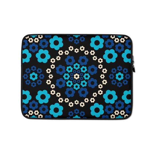 Laptop sleeve - YESTERDAY blue - Graphic retro floral print 13″