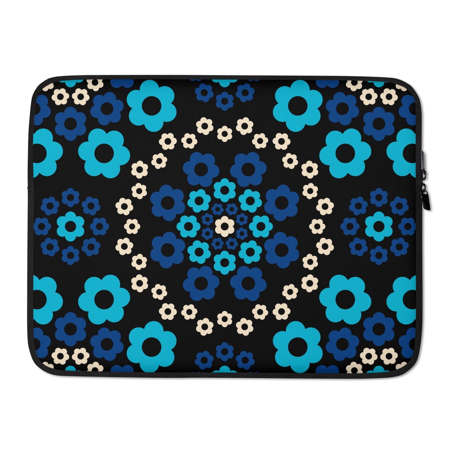 Laptop sleeve - YESTERDAY blue - Graphic retro floral print 15″