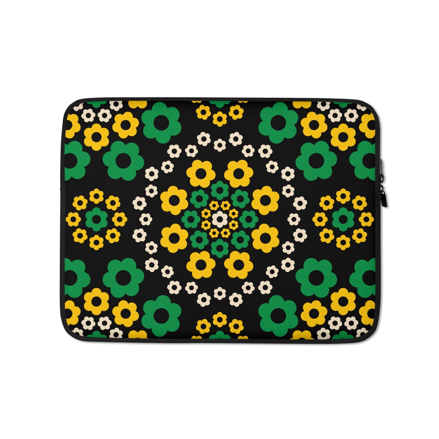Laptop sleeve - YESTERDAY green - Graphic retro floral print 13″