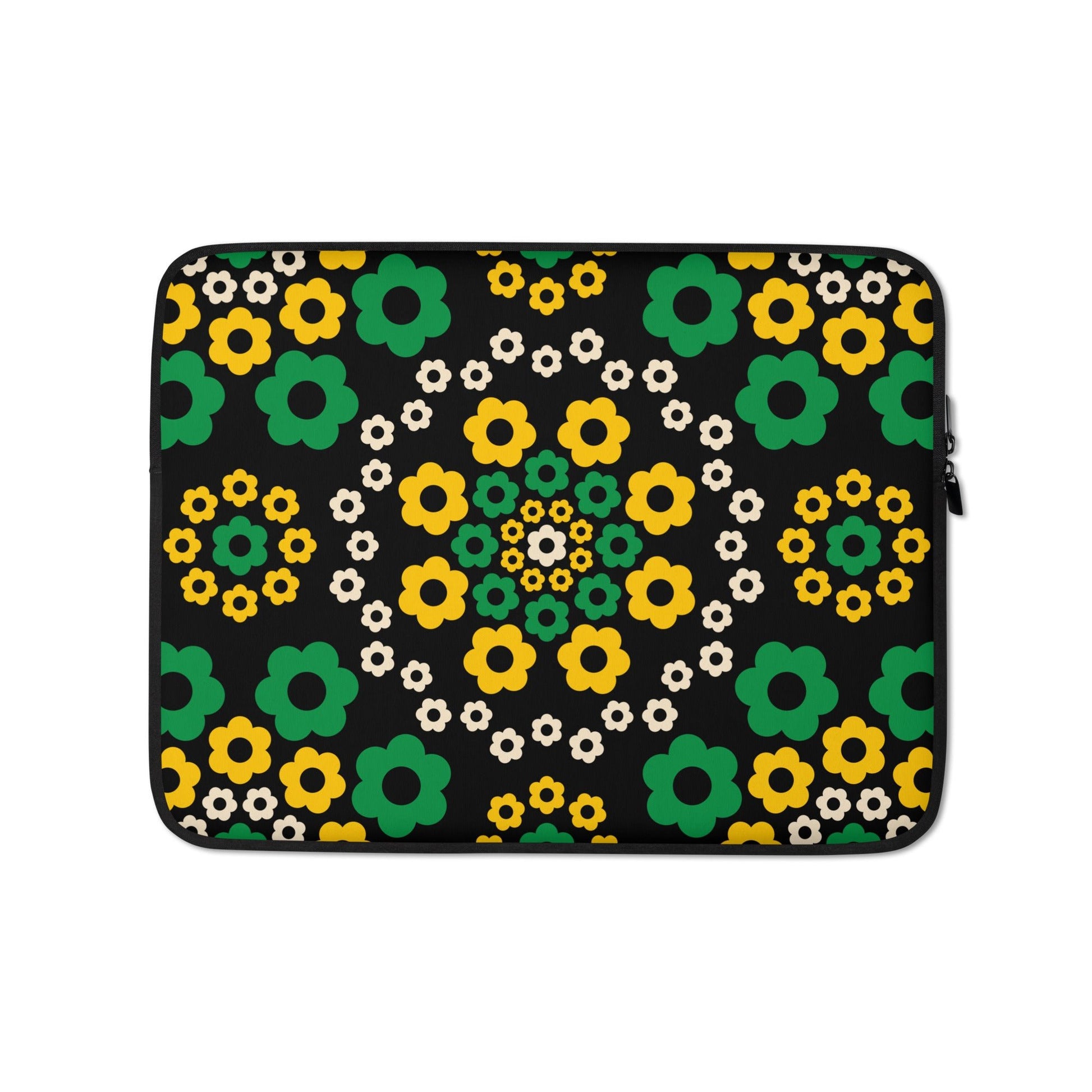 Laptop sleeve - YESTERDAY green - Graphic retro floral print 13″