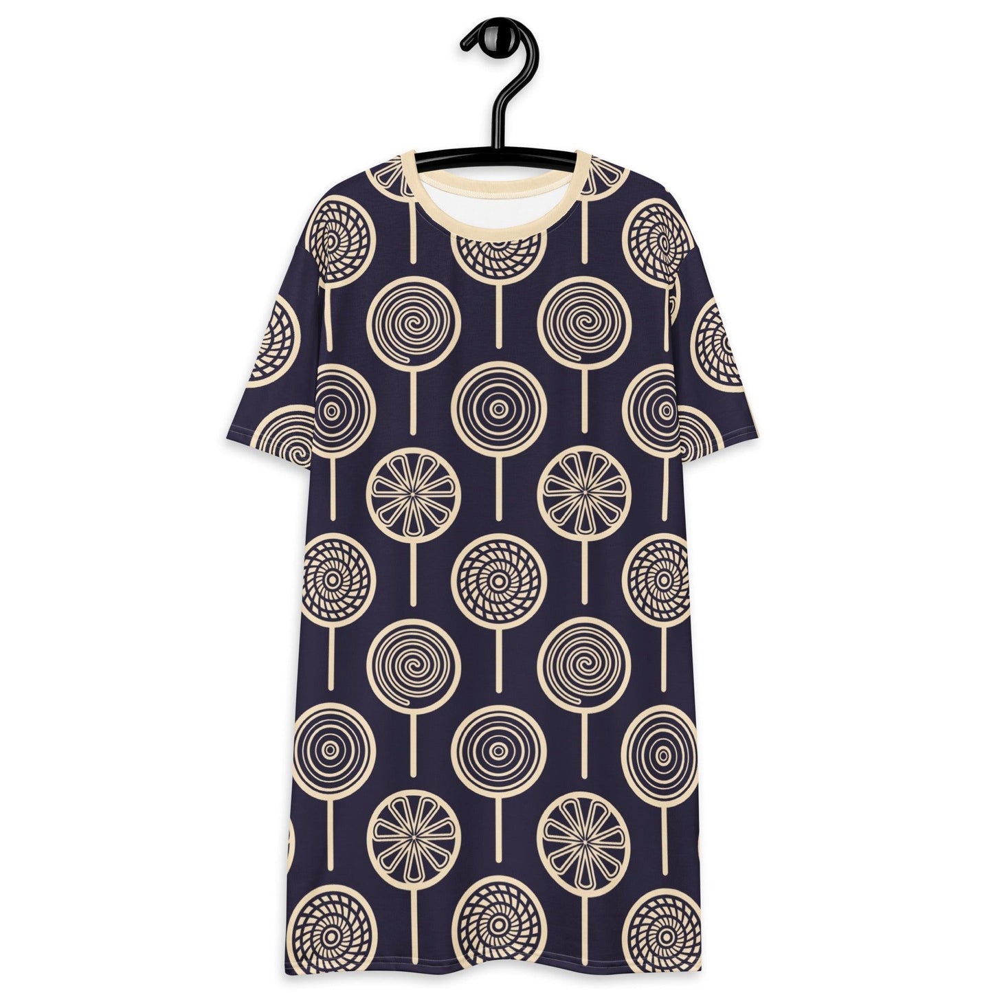 T-shirt dress - LOLLY dark blue - Retro lollipop print 6XL