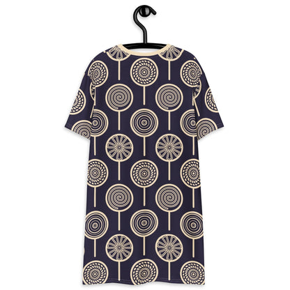 T-shirt dress - LOLLY dark blue - Retro lollipop print