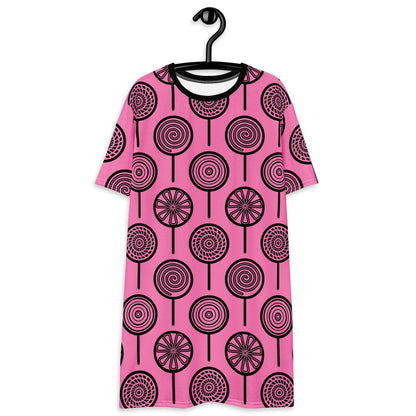 T-shirt dress - LOLLY pink - Retro lollipop print 6XL