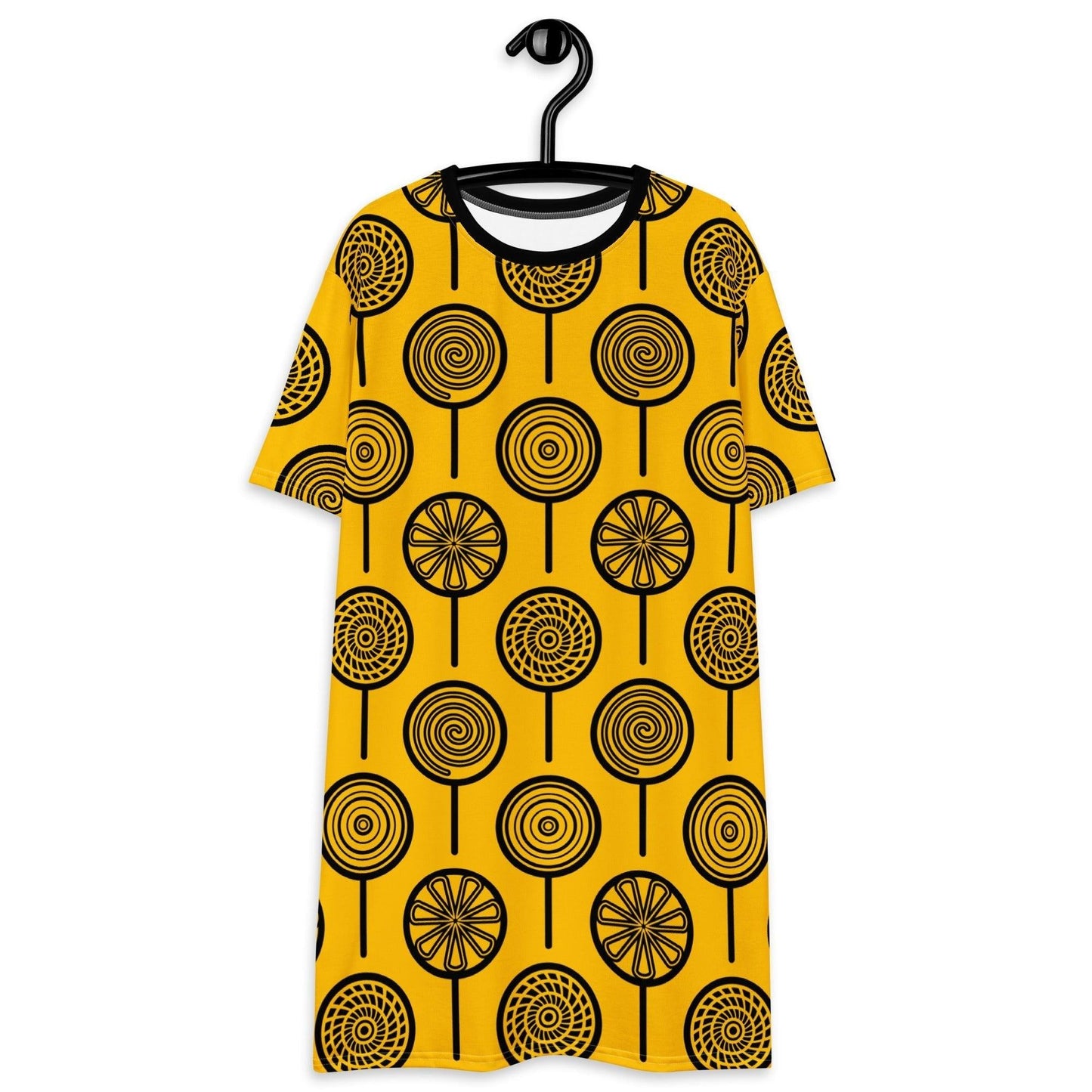T-shirt dress - LOLLY yellow - Retro lollipop print 6XL