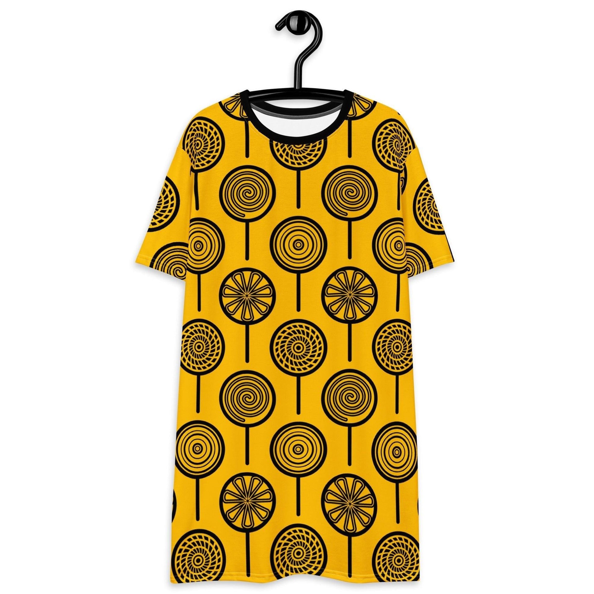 T-shirt dress - LOLLY yellow - Retro lollipop print 6XL