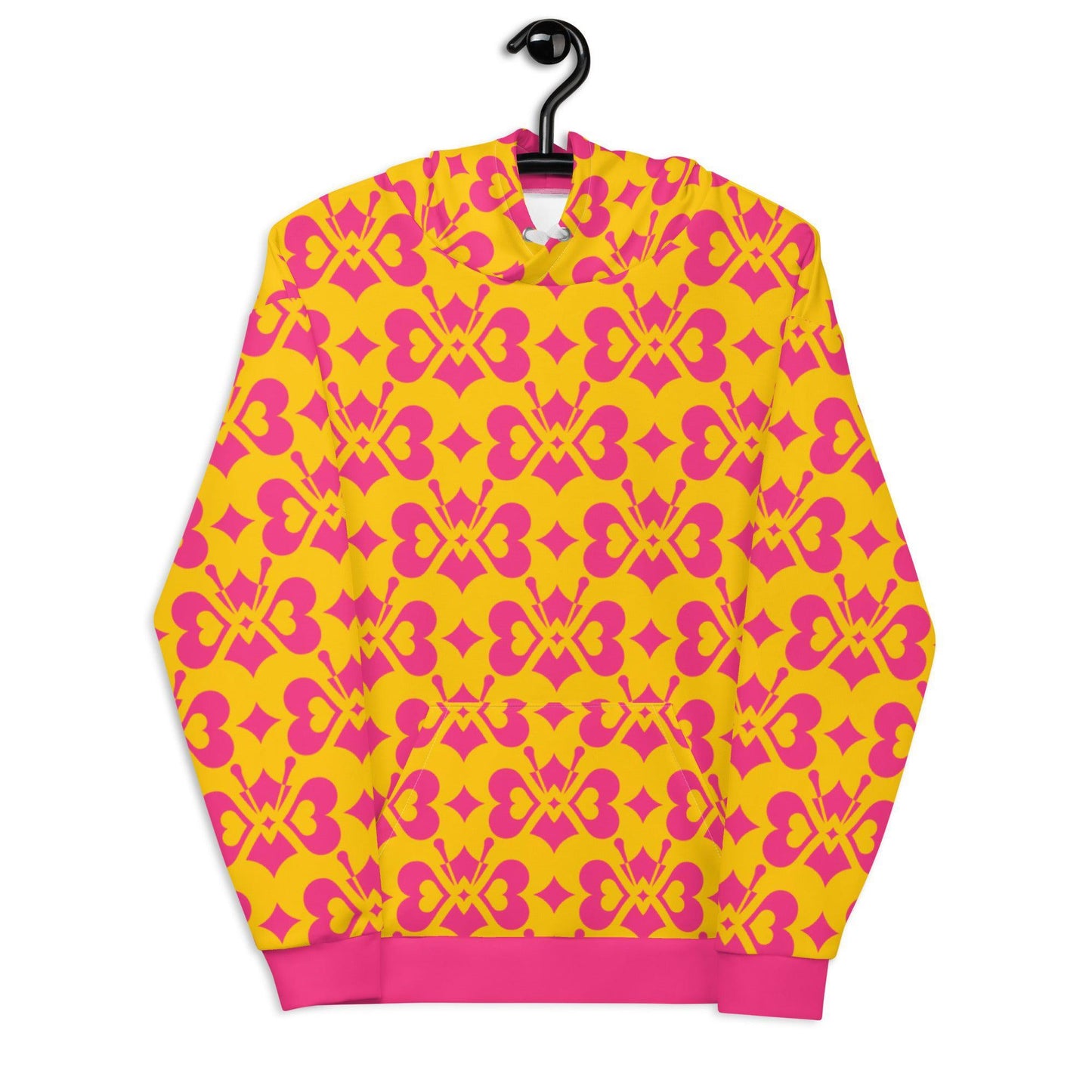 Hoodie - LOVE BUTTERFLY yellow pink - Graphic butterfly print 6XL