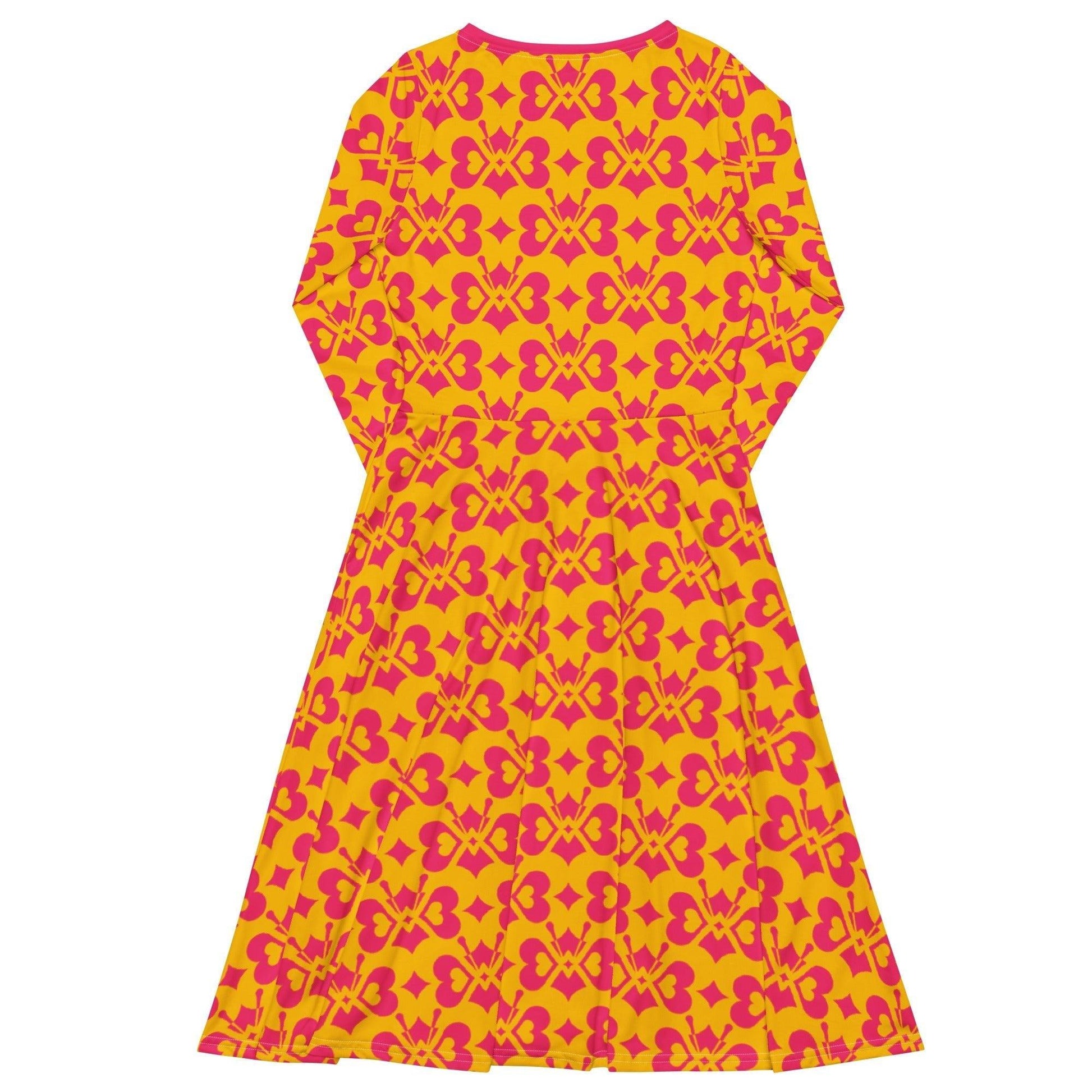 Midi dress - LOVE BUTTERFLY yellow pink - Graphic butterfly print