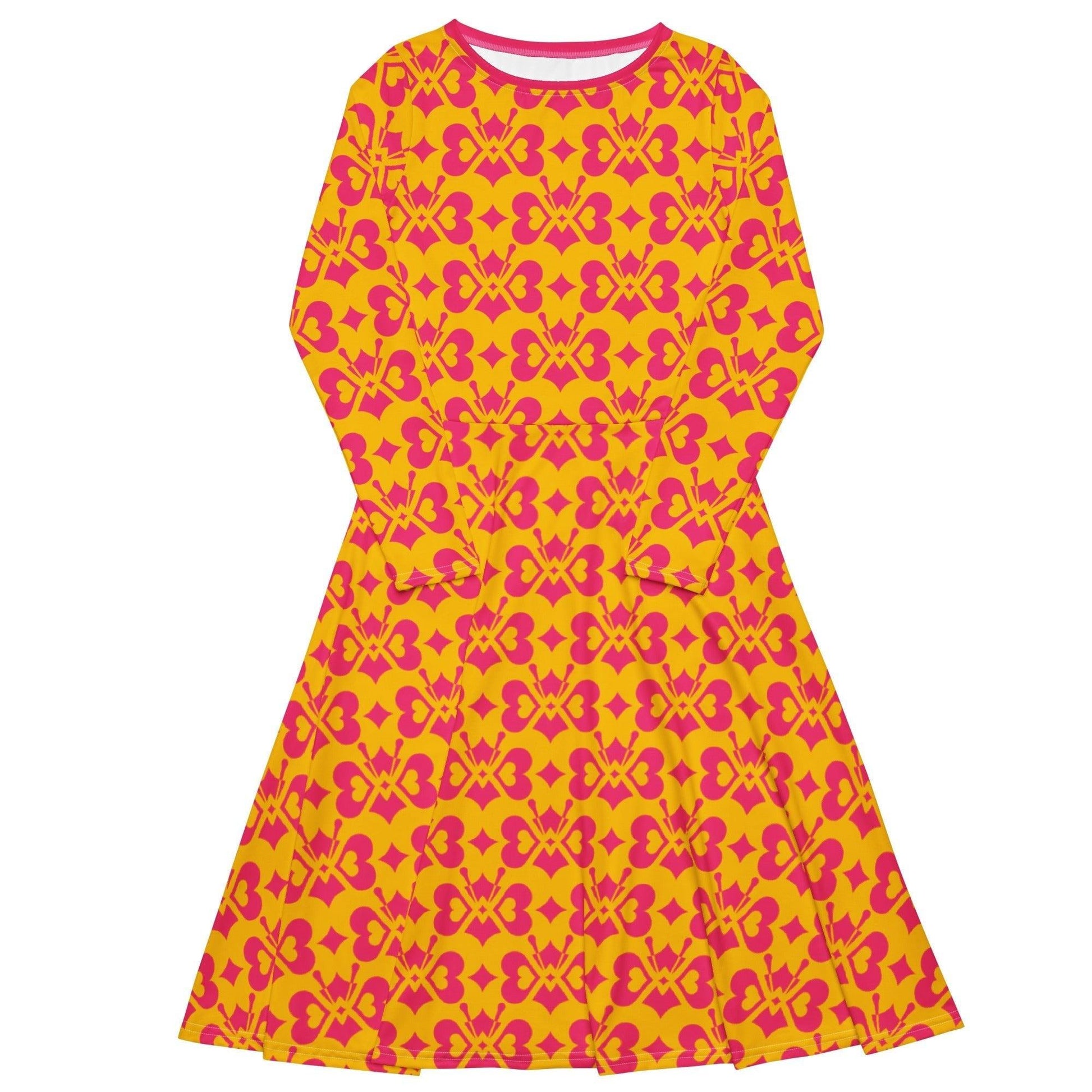 Midi dress - LOVE BUTTERFLY yellow pink - Graphic butterfly print 6XL