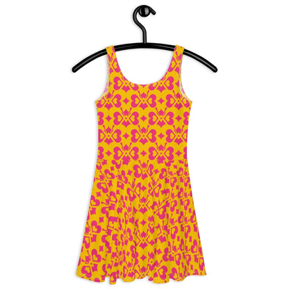 Skater dress - LOVE BUTTERFLY yellow pink - Graphic butterfly print