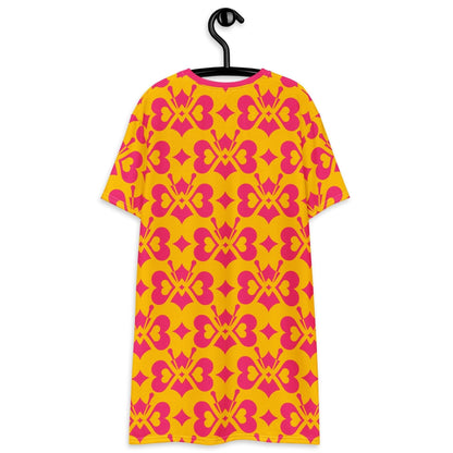 T-shirt dress - LOVE BUTTERFLY yellow pink - Graphic butterfly print