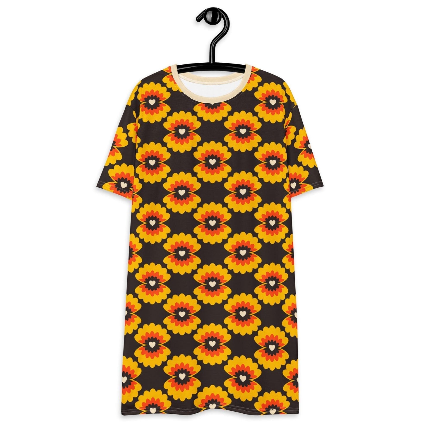 T-shirt dress - LOVE PEARL orange brown - Pearls and hearts print 6XL