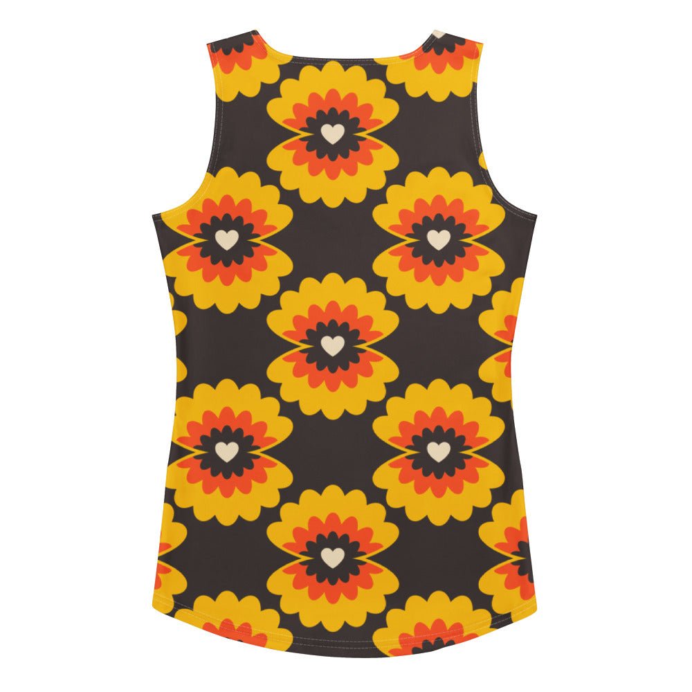 Tank top - LOVE PEARL orange brown - Pearls and hearts print XL