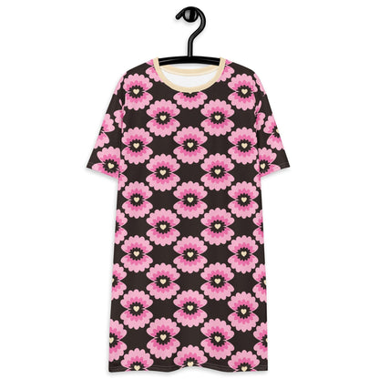 T-shirt dress - LOVE PEARL pink brown - Pearls and hearts print 6XL